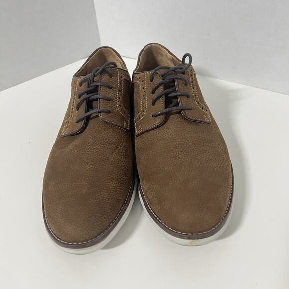 Johnston Murphy Men 10M Holden Plain Toe Brown Tumbled Nubuck Oxfords Sheepskin main image 10